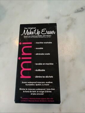 MakeUp Eraser Mini Makeup Remover Cloth - Black with Pink Logo, new in box
